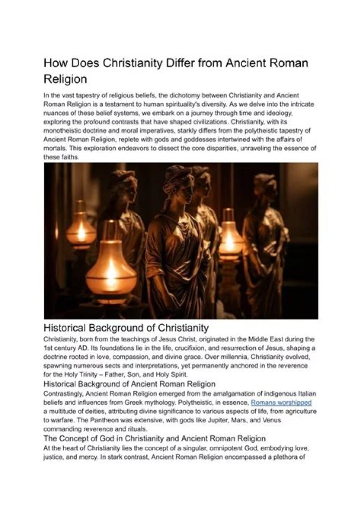 How Does Christianity Differ from Ancient Roman Religion
